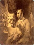 Portrait of A. Uskova with daughter